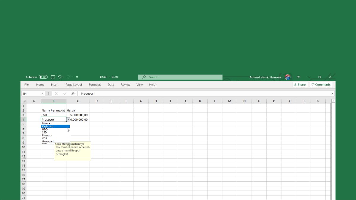 Dropdown Excel Mudah